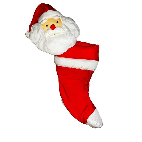 20" RUSS NYLON SANTA STOCKING PLUSH CHRISTMAS VINTAGE STUFFED RED WHITE HOLIDAY - Picture 1 of 6